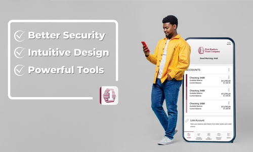 man with First Bankers Mobile App
