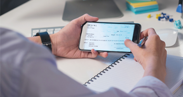 Viewing a check on a mobile phone